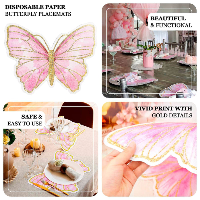 Butterfly placemats in pink with gold details for elegant dining