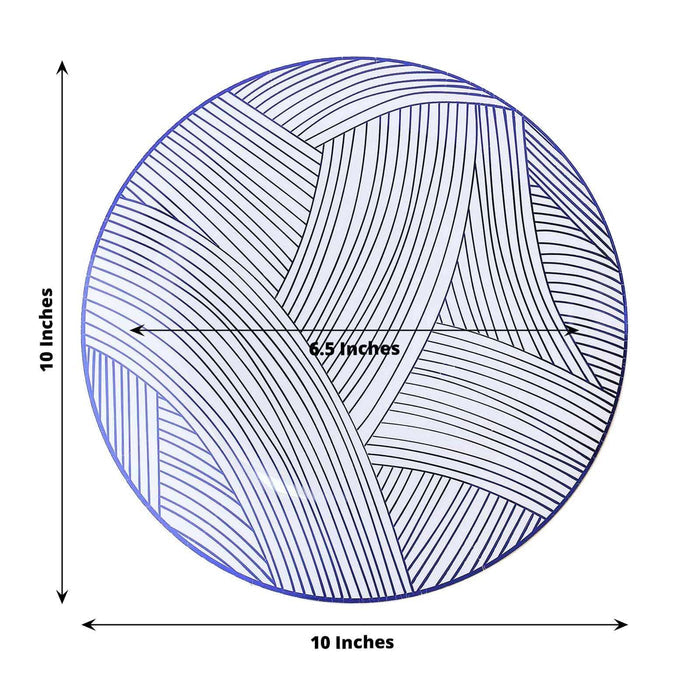 10-inch round patterned plate with dimensions shown