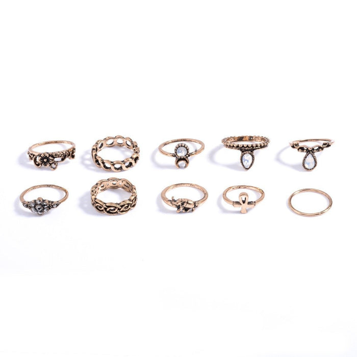 10 pcs BOHO ring set statement style bohemia party