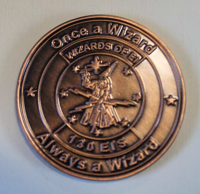 130th Engineering Installation Squadron Cable Dawgs Wizards E&I Air Force Challenge Coin