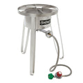 A tall Stainless Outdoor Cooker on a white background