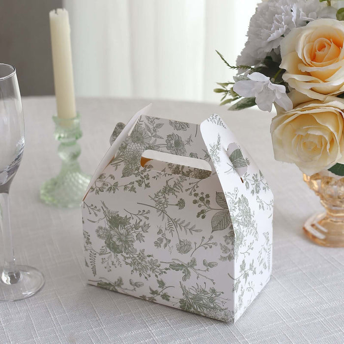 Floral takeout box on a table with elegant decor and flowers.