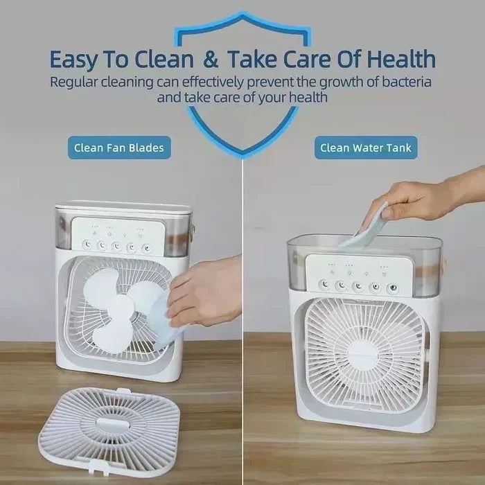 3-in-1 Portable Air Cooler Fan with Humidifier & LED Night Light — USB