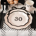 30th Birthday Paper Plates - Hello 30 Milestone Birthday-Cream & Black Party Paper Plates-Modern Party Tableware for 30th Birthday-Pack Of 6 - Jolie Fete UK