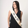 30th Birthday Sash With Velvet Ribbon – Paper Happy 30! Milestone Sash - Black Script - Black and Cream Birthday Accessory for 30th Birthday - Jolie Fete UK
