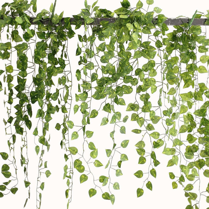 Artificial green vine garland with cascading leaves