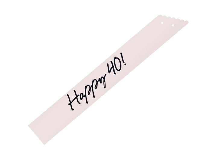 40th Birthday Sash With Velvet Ribbon – Paper Happy 40! Milestone Sash - Black Script - Black and Cream Birthday Accessory for 40th Birthday - Jolie Fete UK