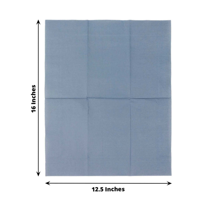 Blue fabric measuring 12.5 x 16 inches, ideal for crafting and sewing projects.