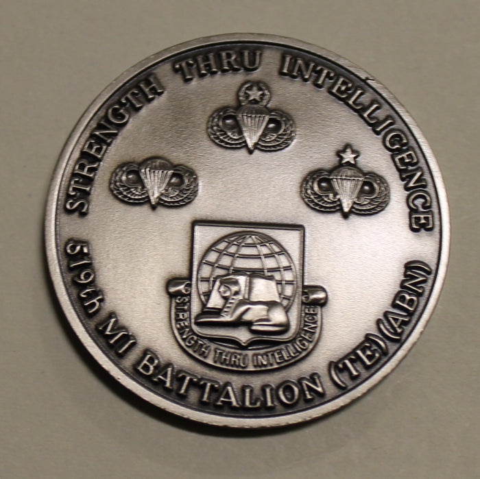 519th Military Intelligence Battalion Airborne Bosnia Silver Finish Army Challenge Coin