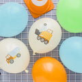 Construction Party Balloons - Digger Vehicle Decorations - Truck Birthday Balloon - Cream Balloons - Construction Theme Party - Pack Of 6 - Jolie Fete UK