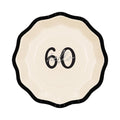 60th Birthday Paper Plates - Hello 60 Milestone Birthday-Cream & Black Party Paper Plates-Modern Party Tableware for 60th Birthday-Pack Of 6 - Jolie Fete UK