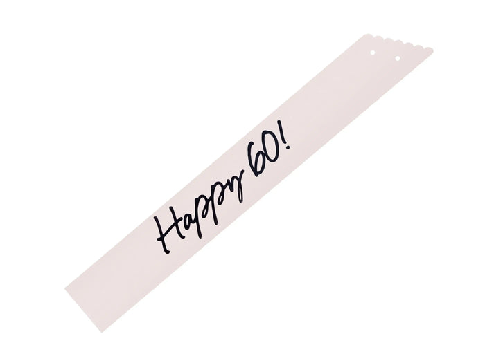60th Birthday Sash With Velvet Ribbon – Paper Happy 60! Milestone Sash - Black Script - Black and Cream Birthday Accessory for 60th Birthday - Jolie Fete UK