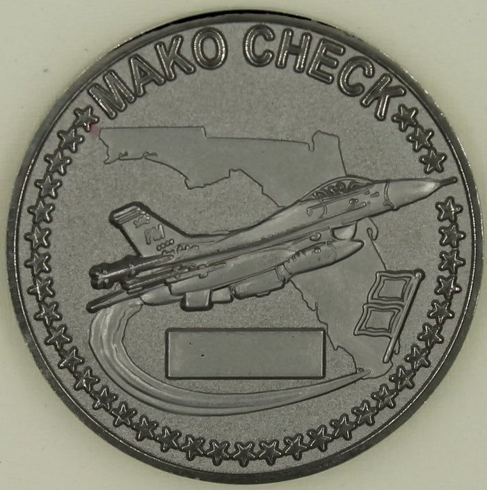 93rd Fighter Squadron F-16 Falcon Mako Check Air Force Challenge Coin