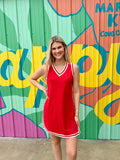 Sideline Tunic Biker Set: Red & White