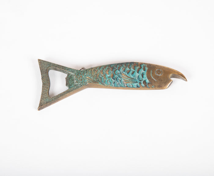 A Brass Bottle & Wine Opener in Shape of a Fish