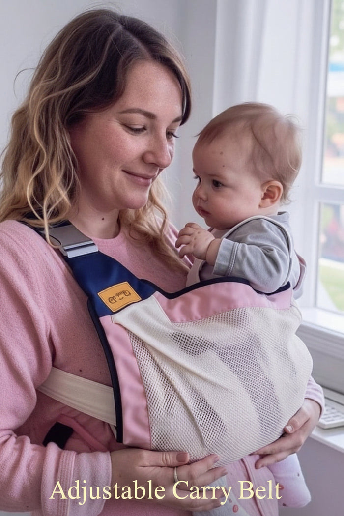 Woman holding a baby in a carrier
