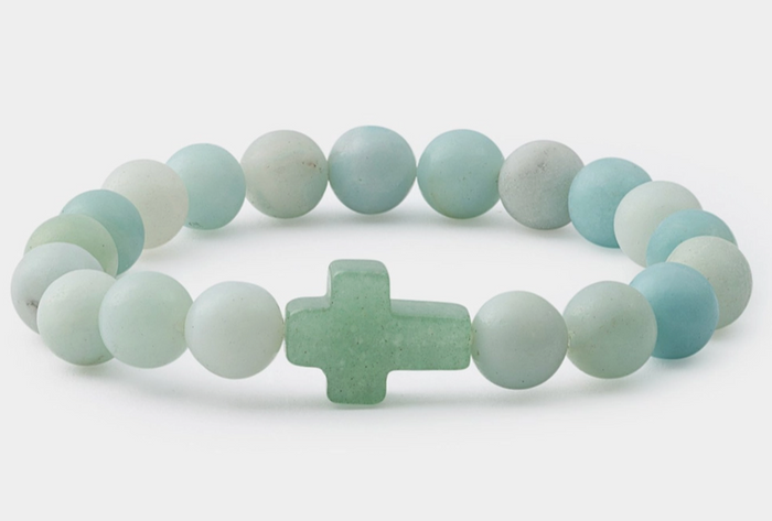 Amazonite Cross Bracelet