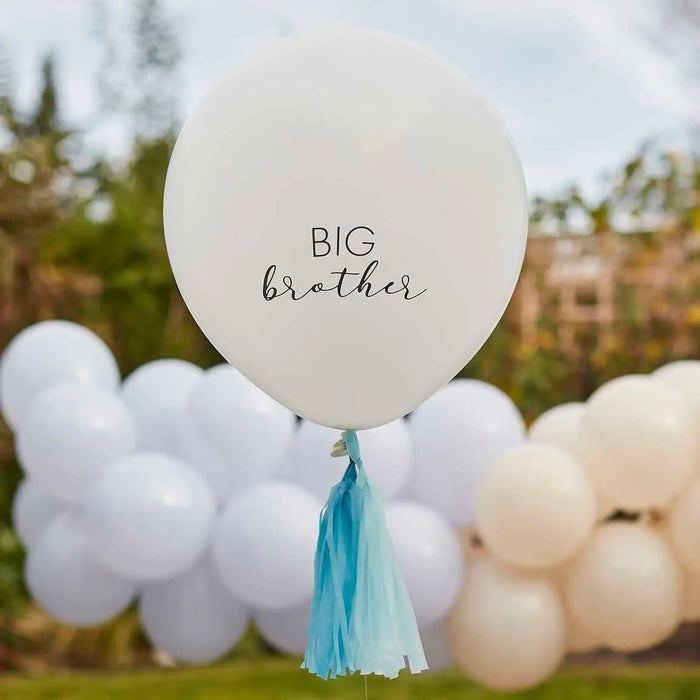 Big Brother Balloon - Birth Announcement Balloon With Blue Tassels - Pregnancy Announcement Balloons - New Big Brother -New Arrival-New Baby