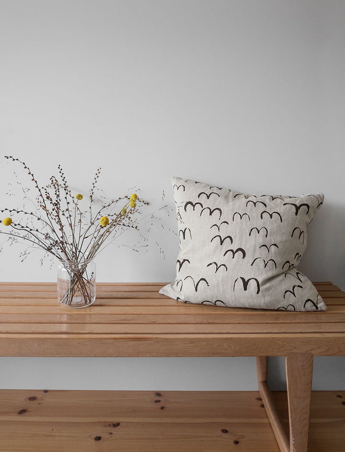 BIRD CUSHION COVER, BLACK
