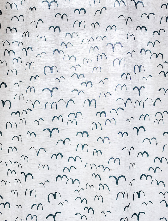 BIRD FABRIC BY THE METRE, MIDNIGHT BLUE