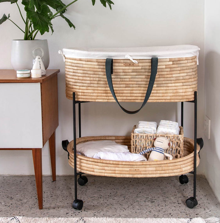 Black leather TIMELESS Moses Basket