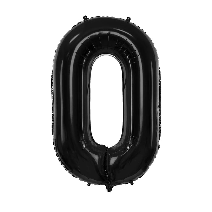 Black Number 0 Balloon 86cm / 34" - Large Matt Black Foil Mylar Digit - 0 Birthday Balloon - 10th - 10 Milestones-Anniversary Party Supplies - Jolie Fete UK