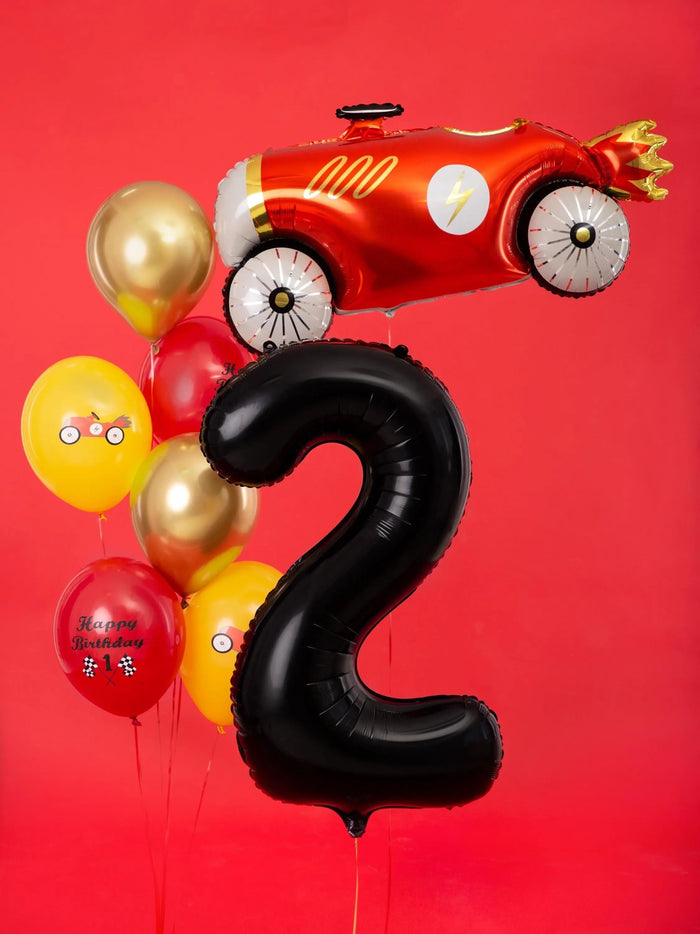 Black Number 2 Balloon 86cm / 34" - Large Matt Black Foil Mylar Digit - 21st Birthday Balloon - 2nd - Anniversary Party Supplies - Jolie Fete UK