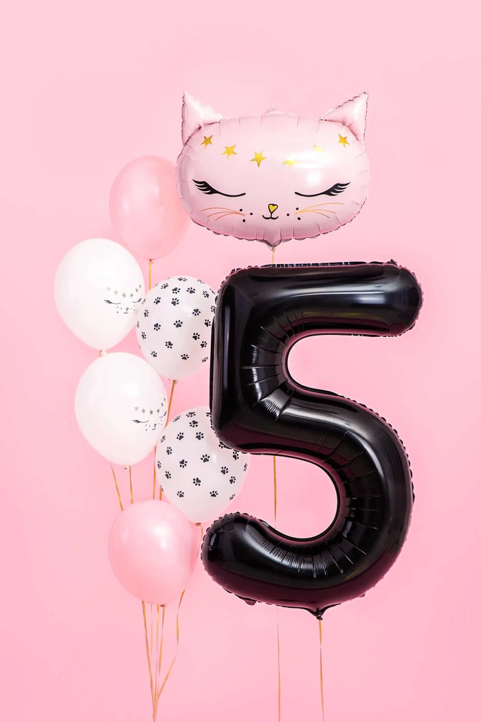Black Number 5 Balloon 86cm / 34" - Large Matt Black Foil Mylar Digit - 50th Birthday Balloon - 5th - Anniversary Party Supplies - Jolie Fete UK
