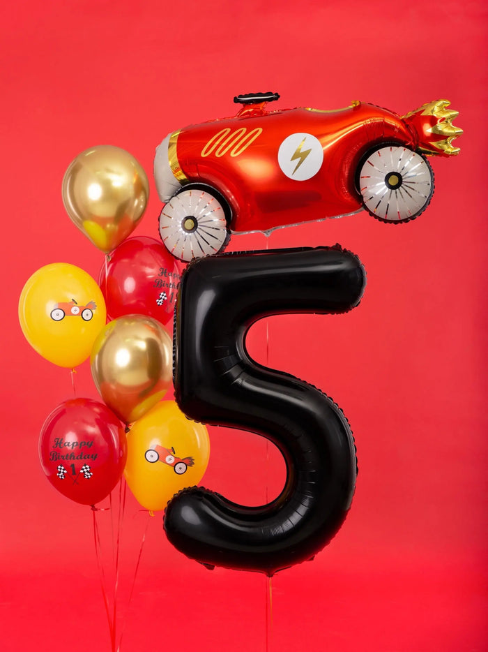 Black Number 5 Balloon 86cm / 34" - Large Matt Black Foil Mylar Digit - 50th Birthday Balloon - 5th - Anniversary Party Supplies - Jolie Fete UK
