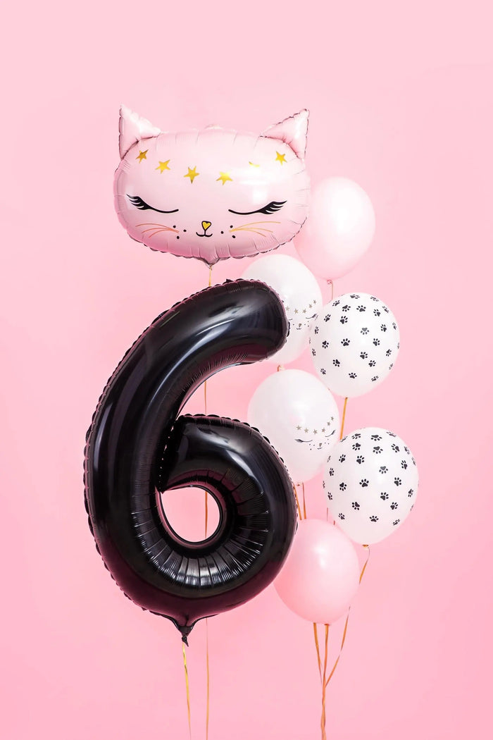 Black Number 6 Balloon 86cm / 34" - Large Matt Black Foil Mylar Digit - 60th Birthday Balloon - 6th - Anniversary Party Supplies - Jolie Fete UK