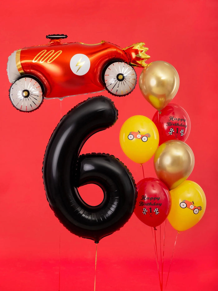 Black Number 6 Balloon 86cm / 34" - Large Matt Black Foil Mylar Digit - 60th Birthday Balloon - 6th - Anniversary Party Supplies - Jolie Fete UK
