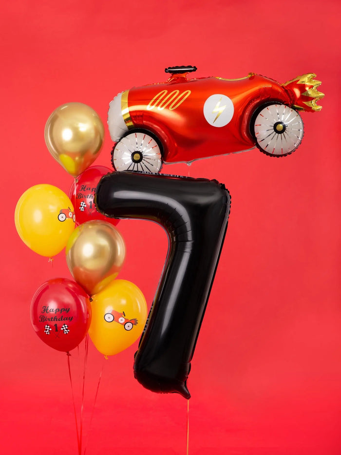 Black Number 7 Balloon 86cm / 34" - Large Matt Black Foil Mylar Digit - 70th Birthday Balloon - 7th - Anniversary Party Supplies - Jolie Fete UK