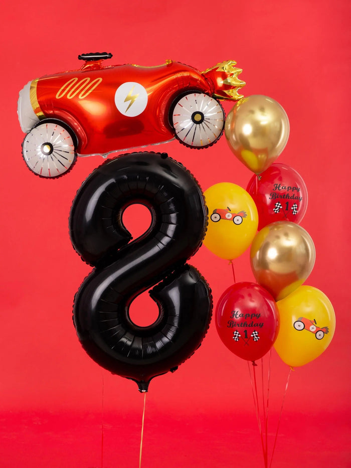 Black Number 8 Balloon 86cm / 34" - Large Matt Black Foil Mylar Digit - 80th Birthday Balloon - 8th - Anniversary Party Supplies - Jolie Fete UK