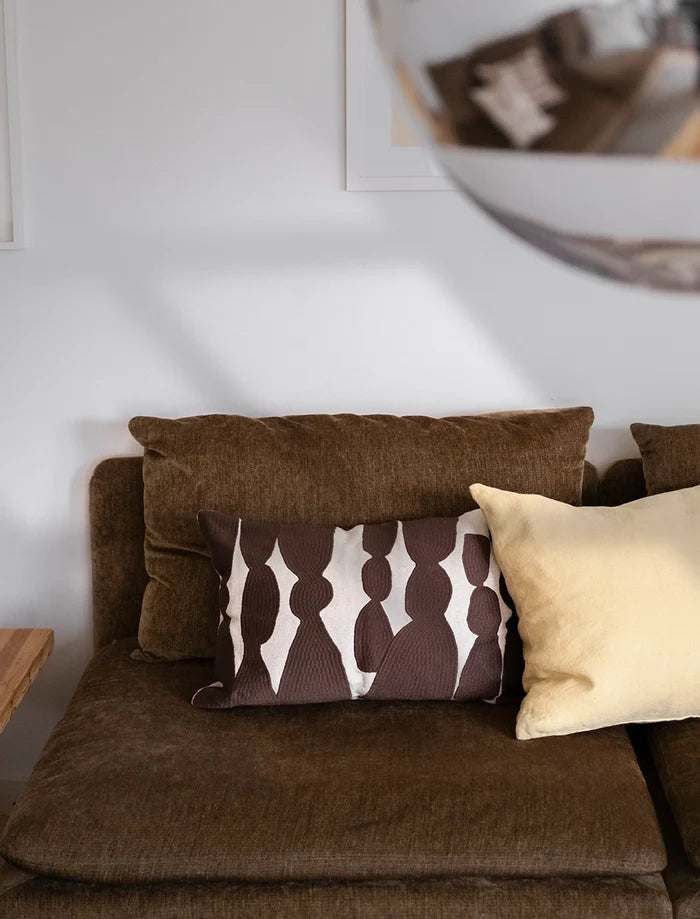 Bowie Embroidered Cushion, Mocca