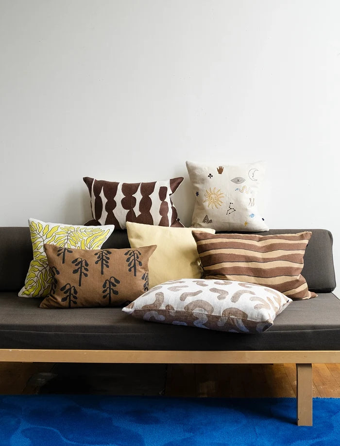 Bowie Embroidered Cushion, Mocca