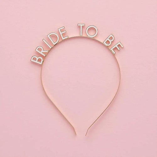 Bride To Be Headband - White & Gold Hen Party Accessory - Modern Bridal Bachelorette Crown - Minimalist Hair Accessory - Hootyballoo - Jolie Fete UK
