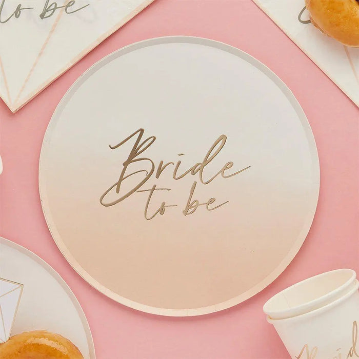 Bride To Be Paper Napkins - Diamond Shaped Hen Party Napkins - White & Pink Tableware - Engagement Party Decor - Bride Tribe - Pack of 16 - Jolie Fete UK