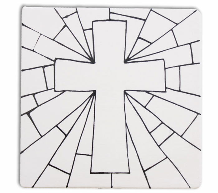 Ceramic Detailed Cross Tile