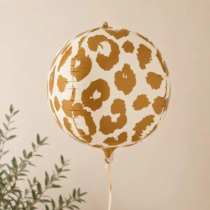 Cheetah Print Balloon - Safari Birthday Decorations - Jungle Theme Foil Balloon - Orb Ball Balloon - Wild One Party - Kids Birthday Party - Jolie Fete UK