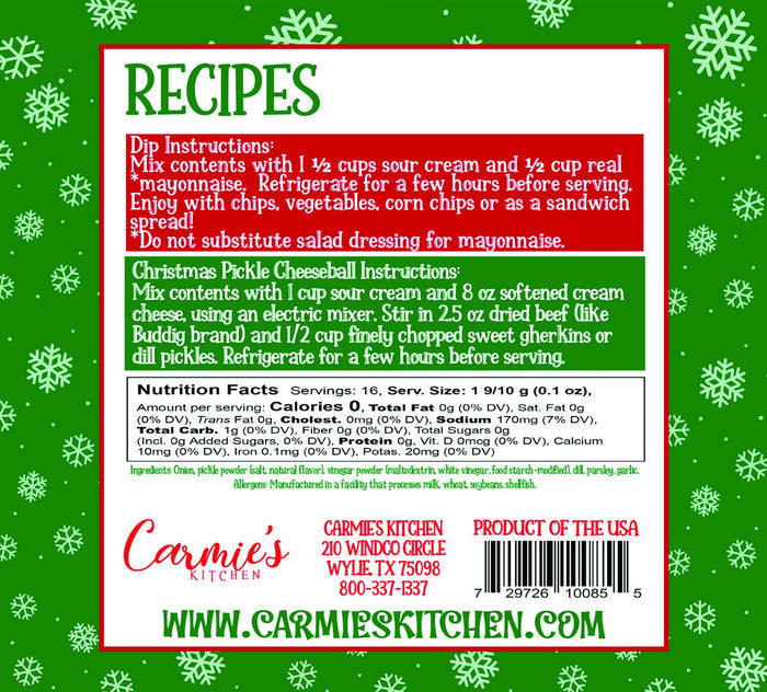 Christmas Pickle Dip Mix - Holiday Collection