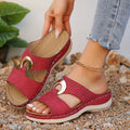 Chunky Soled Perforated Slippers | Wedge Heel Shoes
