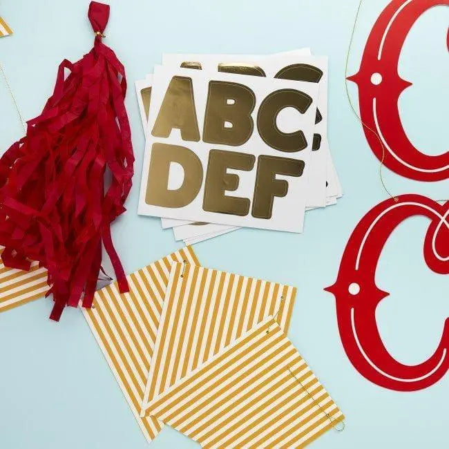 Circus Banner - Custom Name Party Bunting - Big Top Tassel Garland - Sticker Sheets - Carnival Party - Funfair Theme - Kids Birthday Party - Jolie Fete UK