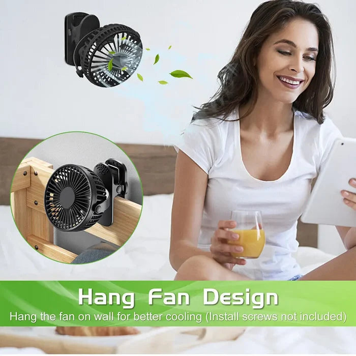 Portable clip-on mini fan by Home Sweet Home with adjustable blades and lightweight design, perfect for personal cooling.