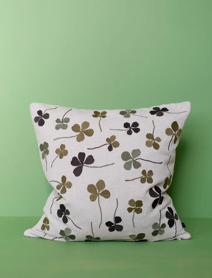 CLOVER EMBROIDERED CUSHION COVER