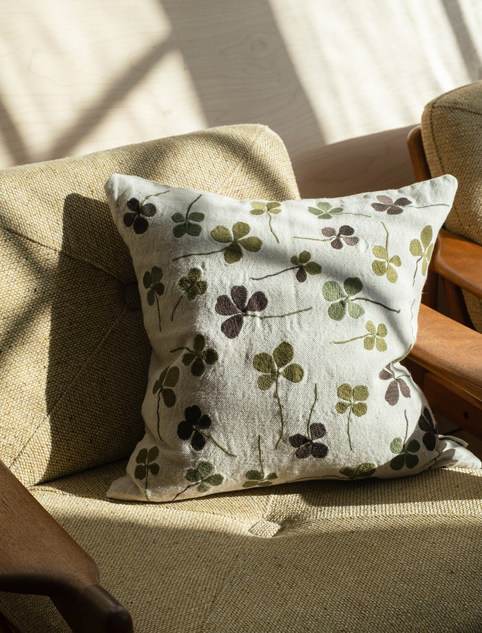 CLOVER EMBROIDERED CUSHION COVER