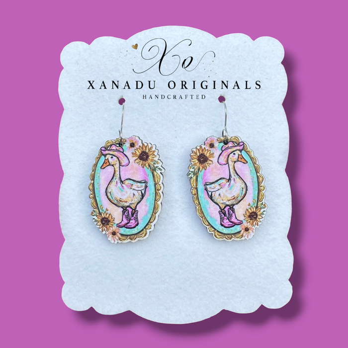 Cowgirl Goose Dangle Earrings