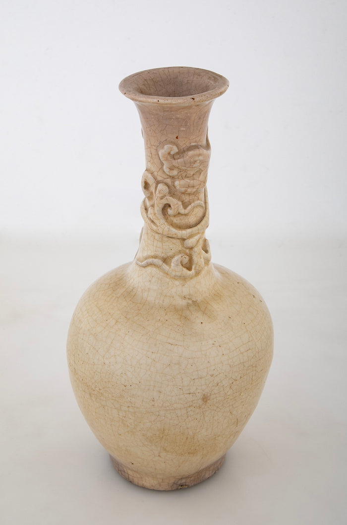 Cream Glazed Long Neck Vase