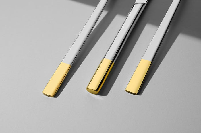 DALYAN GOLD+SANDBLAST - 3CM GOLD - 89 PIECE - 12 PERSON - BOXED CUTLERY SET