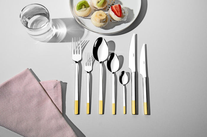 DALYAN GOLD+SANDBLAST - 3CM GOLD - 89 PIECE - 12 PERSON - BOXED CUTLERY SET