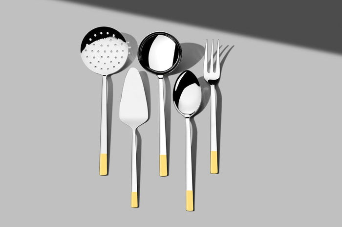 DALYAN GOLD+SANDBLAST - 3CM GOLD - 89 PIECE - 12 PERSON - BOXED CUTLERY SET